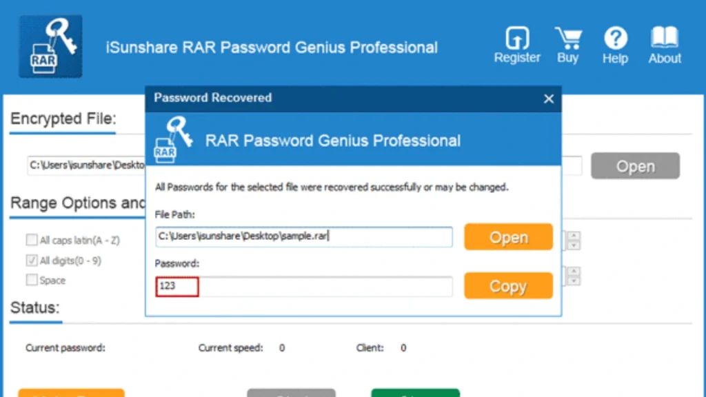 iSunshare RAR Password Genius