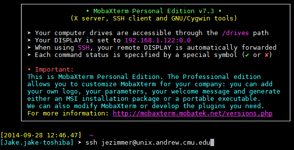 MobaXterm professional interface
